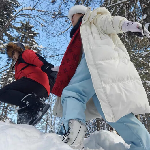 Damen-Outdoor-Schneestiefel, wasserdicht und rutschfest, Wintersamt, verdickt, warm, Mitte der Wade, Nordost-Harbin-Baumwollschuhe, Skistiefel, Grau, Weiß (klein), 36