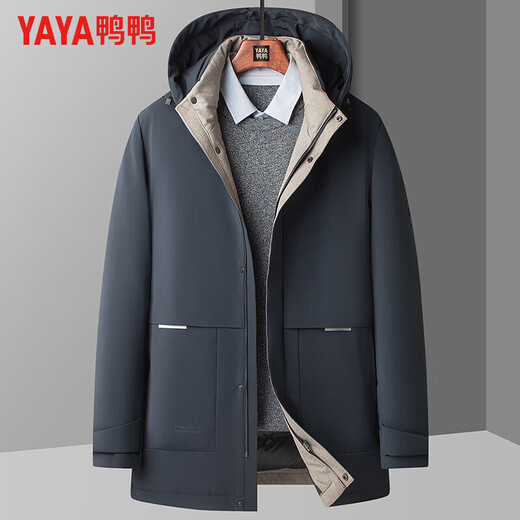 YAYA (YAYA) 90 goose down middle-aged and elderly down jacket men's graphene detachable hood mid-length dad winter jacket JH black large goose down -30 C cold resistance L (175) recommended 120-140Jin Jin equals 0.5 kg