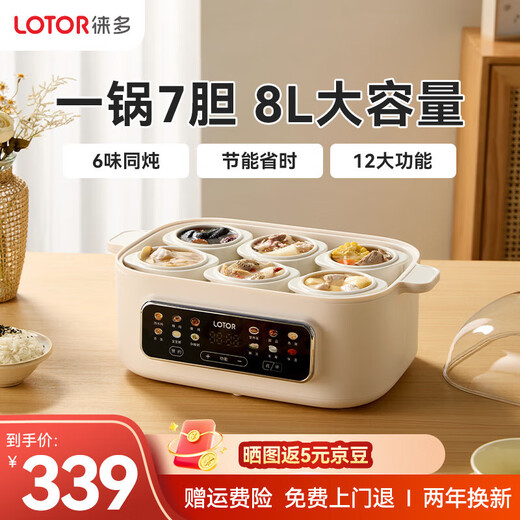 LOTOR electric stew pot, porridge and soup pot, household ceramic fully automatic water-proof stew pot, bird's nest, baby food supplement pot for 3 people and 4, porridge cooking artifact, steaming and stewing all-in-one LD-DDZ50