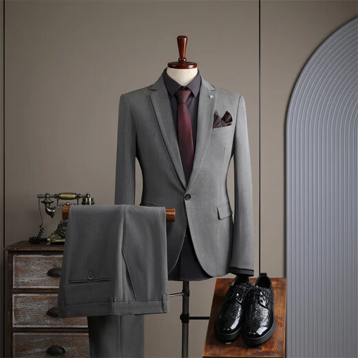 FZPT light luxury trendy brand suit men's 2025 autumn and winter new business casual fashion slim striped suit dress black single-piece suit 2XL recommended 135-145Jin Jin equals 0.5 kg