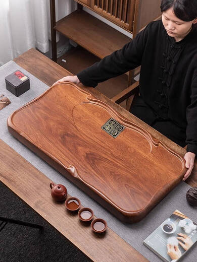 Fantasy Ebony Tea Tray Home Solid Wood Kung Fu Tea Table Office Special Log Tray Tea Set Accessories Rosewood Pattern Flat Blue Cloud 80x42x7cm 7B Flower
