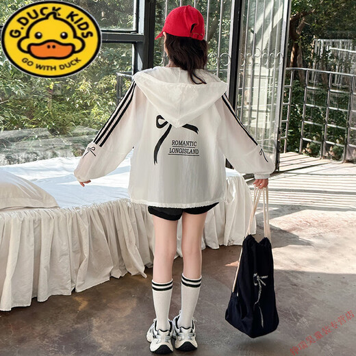 G.DUCKKIDS Children's Clothing Girls Sun Protection Clothes Summer Thin 2025 New Children's Loose Western Style Clothes Big Children's Air Conditioning Shirt Jacket Black 130