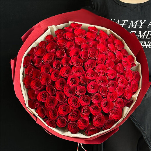 Bouquet of 99 red roses, express delivery of love, proposal, birthday gift to girlfriend, flowers delivered by local flower shop, deep love丨99 red rose bouquet