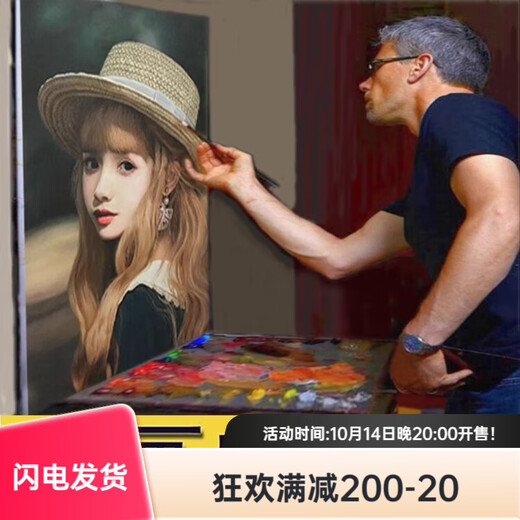 Zhanwei oil painting custom photo characters pure hand-painted handmade real portrait painting landscape pet wedding photo decoration oil painting character portrait wedding dress customization