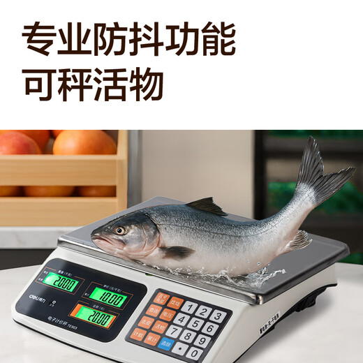 Deli Electronic Scale Pricing Scale Commercial Small Platform Scale 30kg Accurate Kilogram Weighing Vegetable Weighing Stall Kilogram Platform Scale Upgraded Extra Large Buttons Flat Plate - Triple Power Supply Long Battery Life