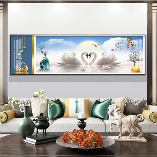 莫画泸林现代简约卧室装饰画温馨浪漫床头画酒店宾馆民宿房间挂画背景墙画 07 相濡以沫12142 170*50黑框(晶瓷画)1.8-2米床头