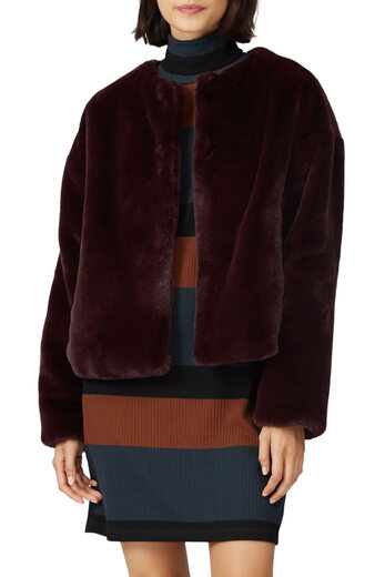 Sanctuary Rent The Runway Faux Fur Jacket Plum Large