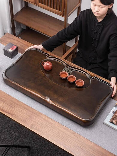 Fantasy Ebony Tea Tray Home Solid Wood Kung Fu Tea Table Office Special Log Tray Tea Set Accessories Rosewood Pattern Flat Blue Cloud 80x42x7cm 7B Flower