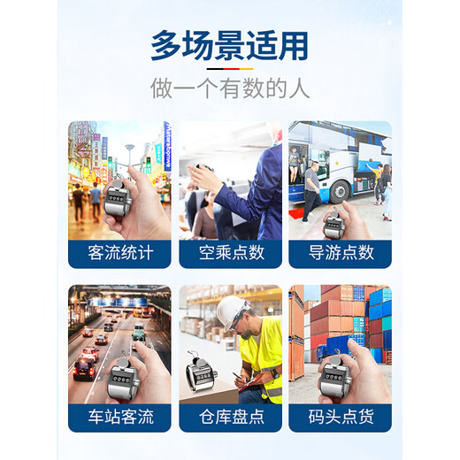 Counter hand press manual counting artifact counter passenger counter passenger flow mechanical counter counting 10 pieces with base second generation thickened (metal shell + metal knob
