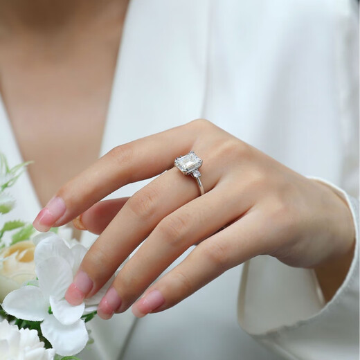 Wedding rings Walmart cross-border wholesale closed-door princess sterling silver S925 silver moissanite plated 18 women's ring S925 silver (all moissanite) ring octagonal 8*10+GRA/black US size 5