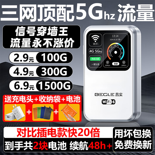 表鸽随身wifi6【送一年流量】移动无线支持5G设备【无需预存】免插卡无限流量网络车载上网宝2025新款 【顶配5Ghz白】多送1块电池+24核提2599%