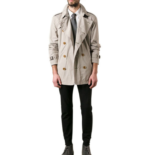 博柏利（BURBERRY）新年礼物Burbrry纯色双排扣翻领腰带风衣男款卡其色 卡其色男女同款 均码 48