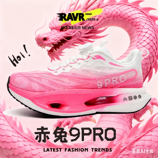 Li Ning's best selling Red Rabbit 9pro carbon plate children's sports running shoes spring and autumn special for middle and older children primary school students racing boys F Glacier Red Rabbit 9PRO new model 32