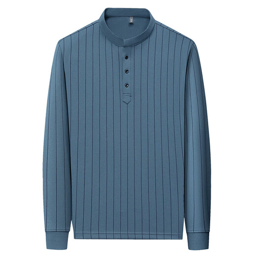 AX Armani broken code 2026 spring new Henry collar long-sleeved shirt men's middle-aged business casual bottoming men's shirt blue M 48