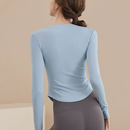 With chest pad yoga clothes autumn and winter tight sports long-sleeved slim fit Pilates training clothes fitness tops T11# pink and purple M recommended 96-110 Jin Jin equals 0.5 kg