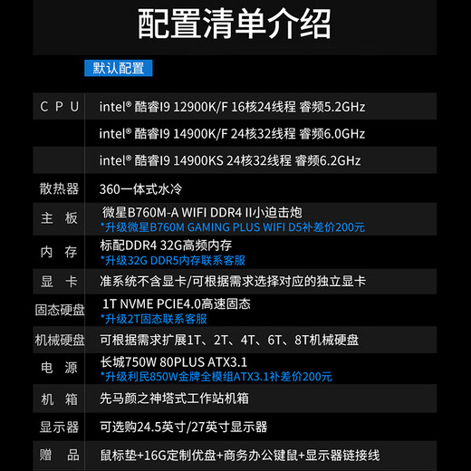 Deep Graphics i9 14900K/14900KS/RTX5070TI designer rendering modeling editing assembly desktop DIY water-cooled high-performance computer host graphics workstation complete set 14900KS/32GD5/Samsung 27/2K RTX A4500 20G professional graphics card