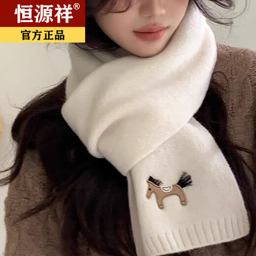 Hengyuanxiang exports original single pony embroidery WOOL 100% wool New Year red scarf for men and women autumn and winter warm scarf shawl red 100% wool