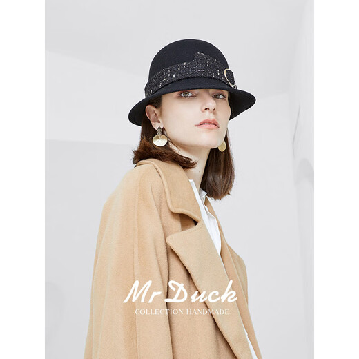 Mr DUCK French style dark antique green handmade small fragrant webbing curled top hat Autumn fisherman basin hat for women MW36658-dark antique green (retro basin hat M (55-58cm)