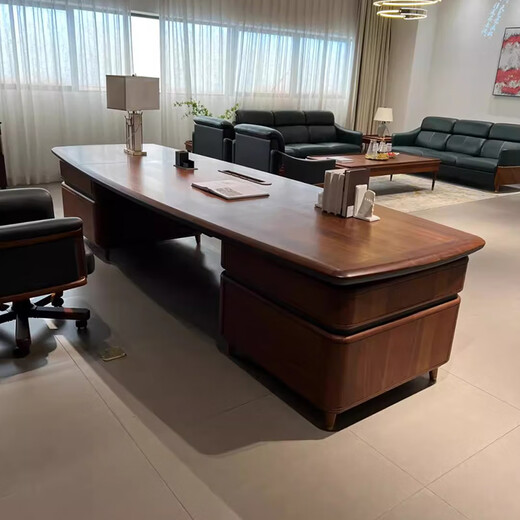 Solid wood executive desk boss desk light luxury modern simple black walnut general manager office high-end 2.2 meter desk black walnut
