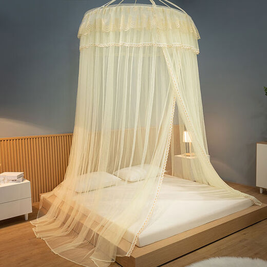 Yusenyi round ceiling mosquito net home bedroom tent sticky hook bed curtain one-piece floor-standing additional purchase 1 point 0