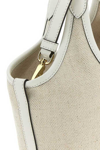 PRADA Logo Print Mini Bucket Bag Beige One Size
