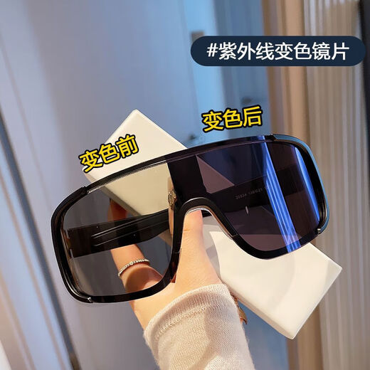 Color-changing transparent cycling glasses, day and night, sports windproof night riding goggles, mountaineering outdoor sunglasses, polarized photochromic, black-frame color-changing lenses, package, exquisite zipper special mirror box + lens cloth