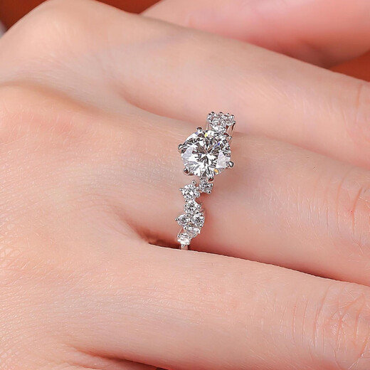 I Do platinum PT950 diamond ring Xingmeng 1 carat cultivated diamond proposal engagement ring wedding anniversary gift for wife Xingmeng micro-setting 50 points live mouth adjustable