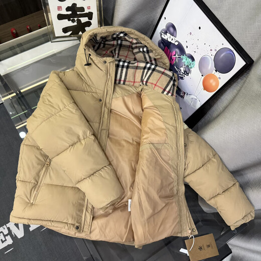 B PRORSUM Burberry Autumn and Winter Thickened Removable Sleeve Jacket Fashionable Versatile Warm Jacket for Men and Women High Version Hooded Nose Black XL Recommended Weight 100-120