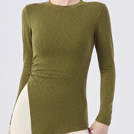 Nude long-sleeved butt-covering yoga wear blouse for women with side slits, loose casual sports Pilates fitness top, bright yellow L