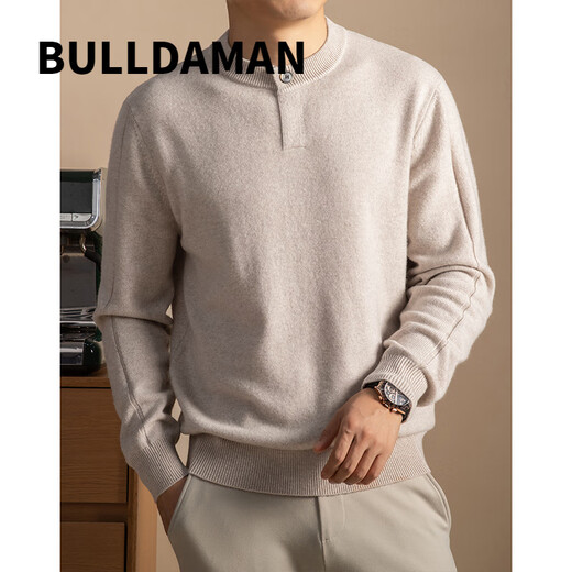 BULLDAMAN old money style Henry bottoming shirt for men 2025 winter new casual fashion basic version sweater solid color sweater black M