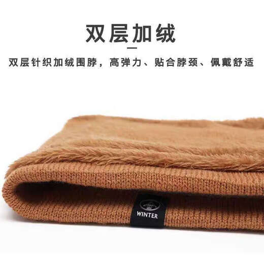 Xunliba scarf winter men's warm neck scarf women's velvet thickened cold mask cycling windproof face and neck scarf knitted velvet scarf black