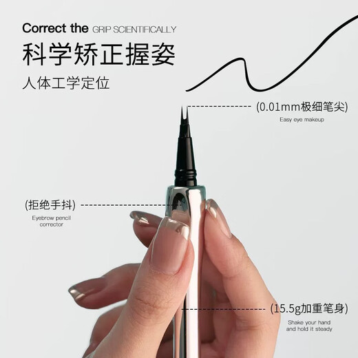 Official authentic product, shipped without box, Sanzitang waterproof two-pronged eyebrow pencil, long-lasting and non-fading, clear roots, two-pronged gray brown 02, shipped without box, no return or exchange after opening