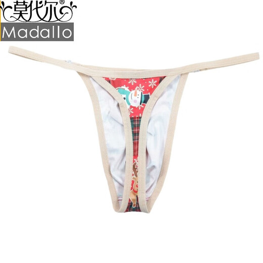 Modal Men's Sexy Printed Hollow Button Breathable Thong Low Waist European and American Pants Red S