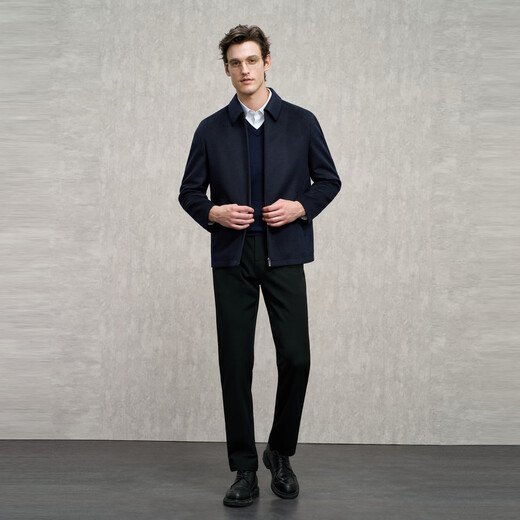 EMZ Ordos wool cashmere 25 autumn and winter new high-end business formal wear lapel men's jacket coat top Navy L 175/96A