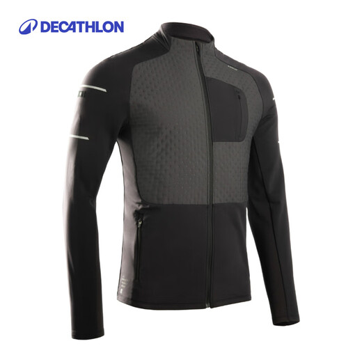 Decathlon (DECATHLON) sports jacket men's warm waterproof, windproof and rainproof quick-drying outdoor running jacket cardigan windbreaker MSGJ dark night black L