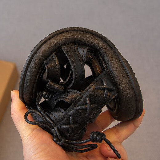 Girls Sandals 2024 Summer New Children's Shoes Little Girls Princess Shoes Soft Sole Casual Roman Shoes Fashionable Beige 35_Inner Length 21.8cm