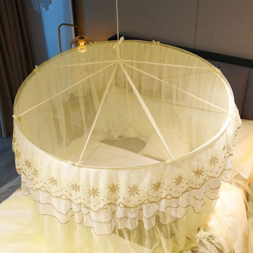 Yusenyi round ceiling mosquito net home bedroom tent sticky hook bed curtain one-piece floor-standing additional purchase 1 point 0