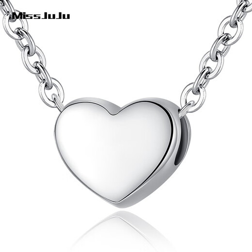 Miss JuJu pt950 platinum love pendant for women, fashionable platinum heart-shaped necklace for wife, single pendant 0.8-1.0g + delivery silver chain