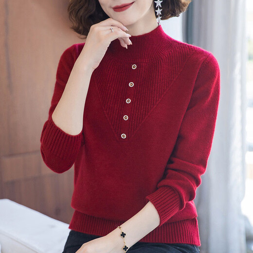 Hodo middle-aged mother's autumn and winter sweater, stylish knitted sweater, new middle-aged and elderly women's warm inner layering shirt top