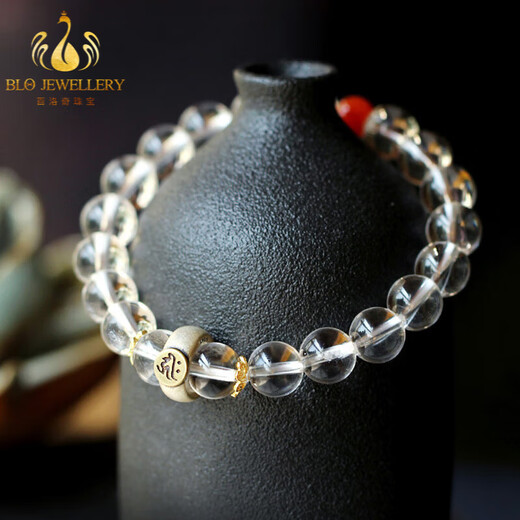 Bailuoqi Original 7A Brazilian White Crystal Bracelet Zodiac Year Bracelet Twelve Zodiac Buddha Beads Jewelry Women 8mm (Ox Tiger) Void Tibetan Bodhisattva White Crystal Beads 8mm