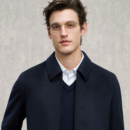 EMZ Ordos wool cashmere 25 autumn and winter new high-end business formal wear lapel men's jacket coat top Navy L 175/96A