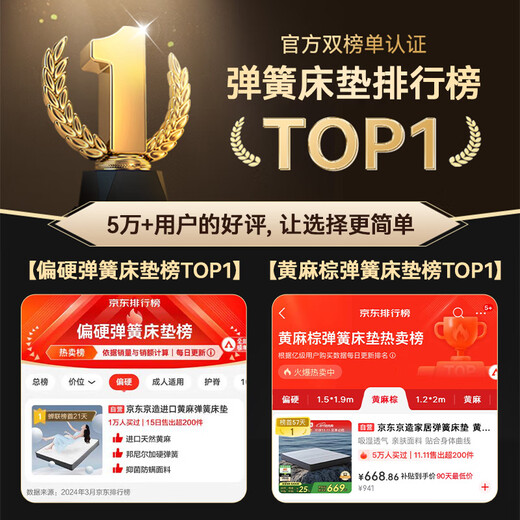 Jingdong Made Home Spring Mattress Jute Brown Bonnier Spring Simmons Mattress 1.2 2 Meters