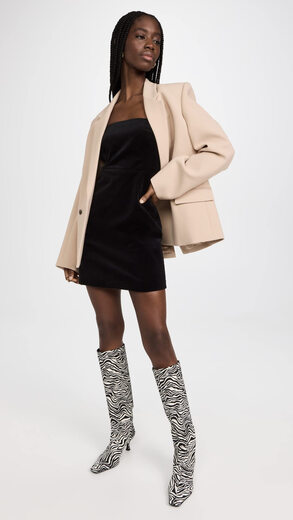 THEORY Women's Velvet Strapless Mini Dress Fashionable and Sexy Party Style Black 6