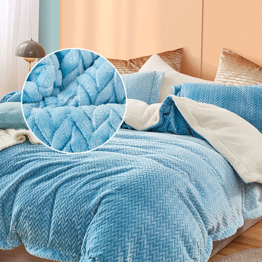 Mengjie Home Textiles Milk Velvet Flannel Three or Four Piece Set Thickened Crystal Coral Velvet Winter Warm Velvet Quilt Cover 248x Fudonna Candy Powder-Baby Velvet 1 Point 2m Bed Quilt Cover 150*200cm