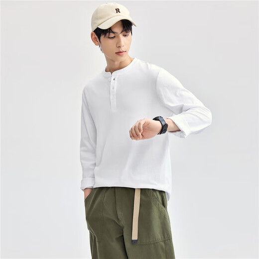 Giordano Henry shirt men's pure cotton solid color bottoming shirt Sven Henry collar long-sleeved T-shirt for men 13024615