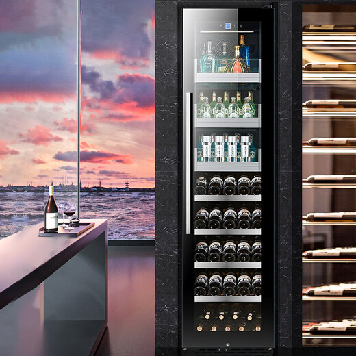 He Jiagong Kamizhe thin red wine cabinet constant temperature wine cabinet embedded ice bar home living room dual temperature beverage tea refrigerator 2.0 meters (single temperature thin model) fully equipped