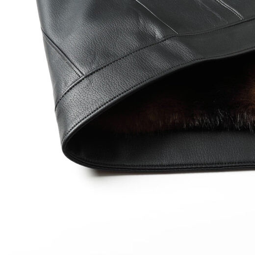 Blue Veyron detachable fur collar velvet thickened leather jacket men's winter new middle-aged men's lapel jacket