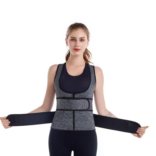 Pharmacy Straightening Waist Vest Douyin Winter Upgraded Warm Waist Vest Double Waist Abdominal Belt Vest I87-Women's Double Belt Zipper Vest Gray XL