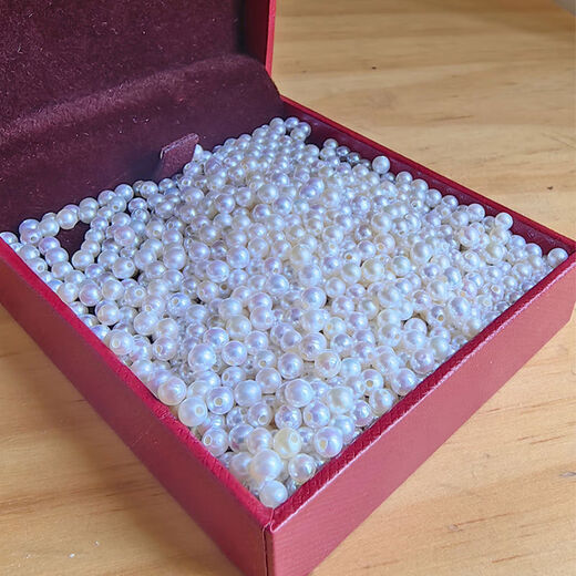 Bhiodha mini natural freshwater round 335mm particle pearl DIY bracelet ring perforated pearl loose beads white 20 pieces