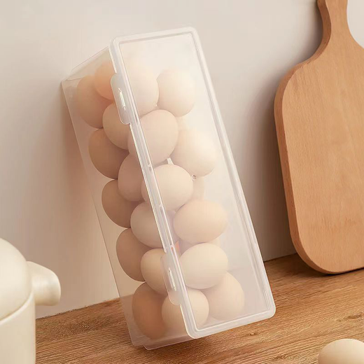 HKML Japan imported egg storage box refrigerator side door organization artifact kitchen egg box crisper food grade long egg box 3 pieces can also be used to hold noodles and grains
